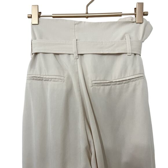 Reformation Avalon Pleated Paper Bag Pants Size 0 White High Waist Tie Ankle‎ - Picture 6 of 9